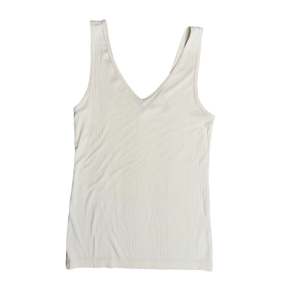 BANANA REPUBLIC Cream Ribbed V-Neck Sleeveless Tank Top Women’s